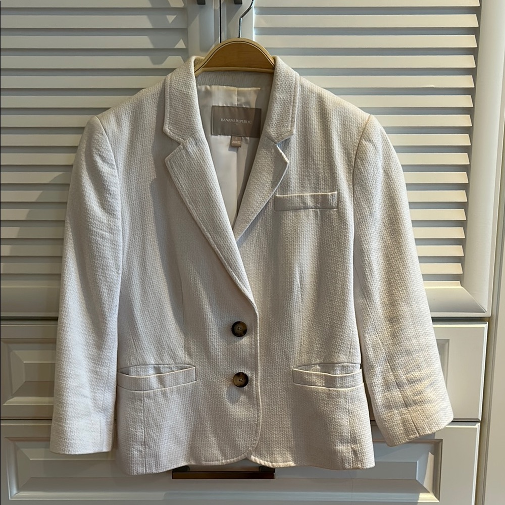 Banana Republic White Textured Blazer